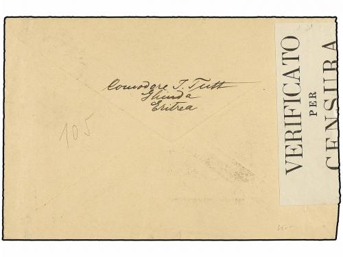 ✉ ERITREA. 1916. GHINDA a SUIZA. 10 cts. rojo y 5 cts. verde
