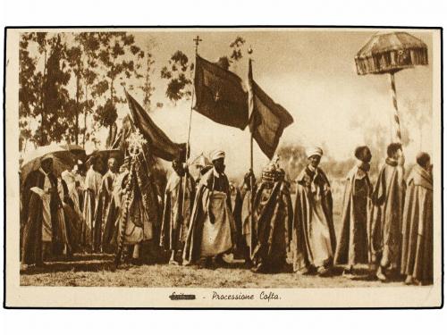 ¿ ETIOPIA. 1939. ADDIS ABEBA a ITALIA. Tarjeta Postal franqu