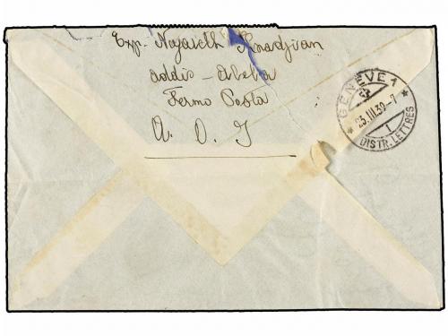 ✉ ETIOPIA. 1939. ADDIS ABEBA a SUIZA. 25 cents., 1,50 l. y 2