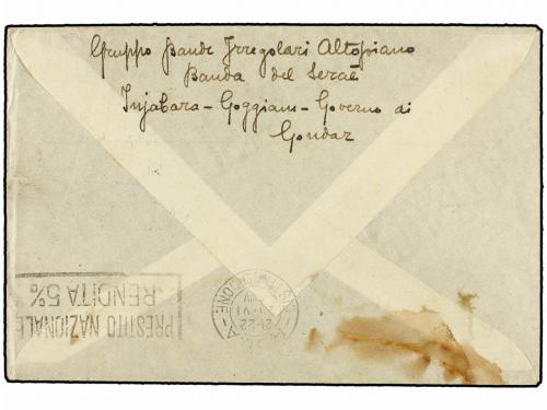 ✉ ERITREA. 1936. ASMARA a ITALIA. 50 cts. y 1 Lira, marca GR