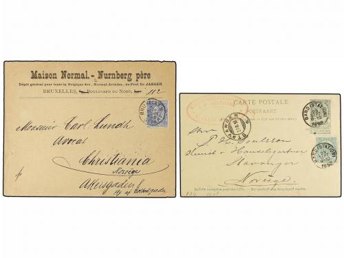 ✉ BELGICA. 1896-1908. FIVE covers and cards to NORWAY with d
