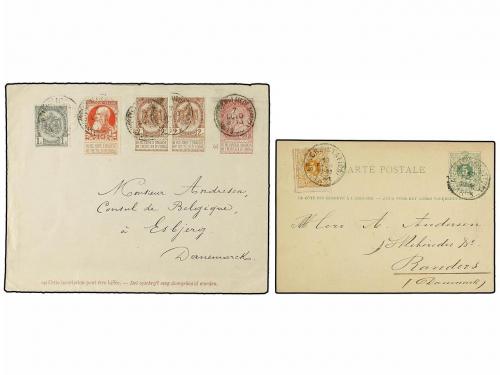 ✉ BELGICA. 1883-1906. FIVE covers and cards to DENMARK with 