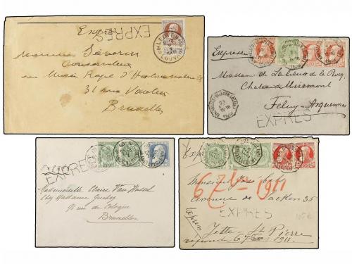 ✉ BELGICA. 1906-12. THIRTEEN envelopes and cards with divers