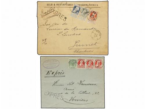 ✉ BELGICA. 1906-12. THIRTEEN envelopes and cards with divers