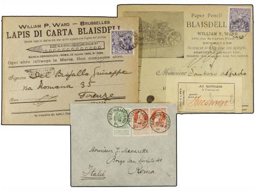 ✉ BELGICA. 1882-1905. FOURTEEN covers and cards to ITALY wit