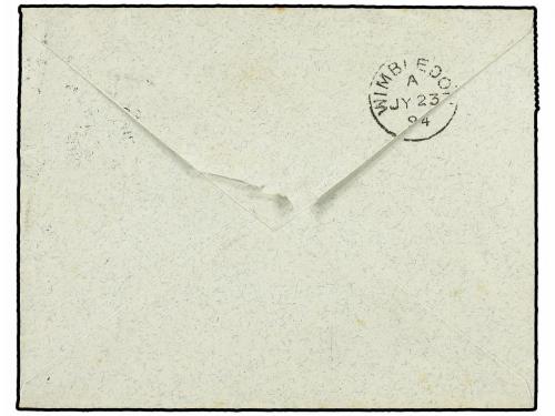✉ BELGICA. 1894. SPA to LONDON. Envelope franked with five 2