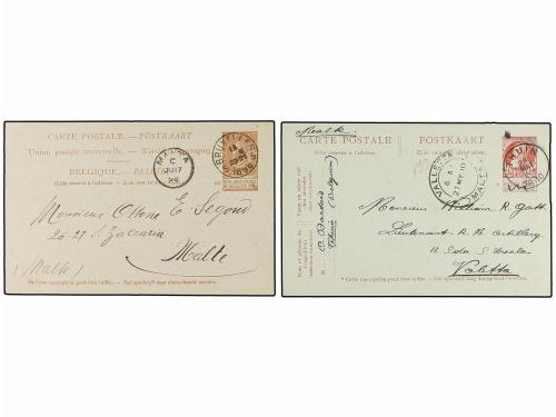 ✉ BELGICA. 1898-1910. FIVE cards to MALTA. 