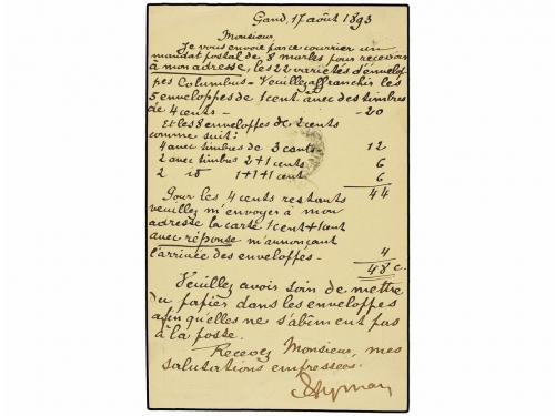 ✉ BELGICA. 1893. GAND to ST. LOUIS (Usa). 5 cts. green, Post