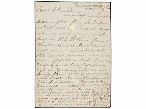 ¿ BELGICA. 1884. BRUXELLES to USA. 10 cts. red Postal Statio