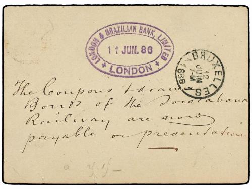 ¿ BELGICA. 1886. LONDON to BRUXELLES. Belgian 10 cts. rose R