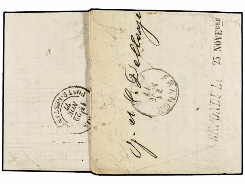 ✉ BELGICA. 1877. CHARLEROI to FRANCE. Entire letter franked 