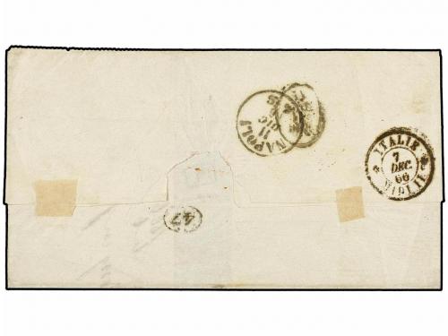 ✉ BELGICA. 1866. LIEGE to NAPOLI (Italy). Folded letter fran