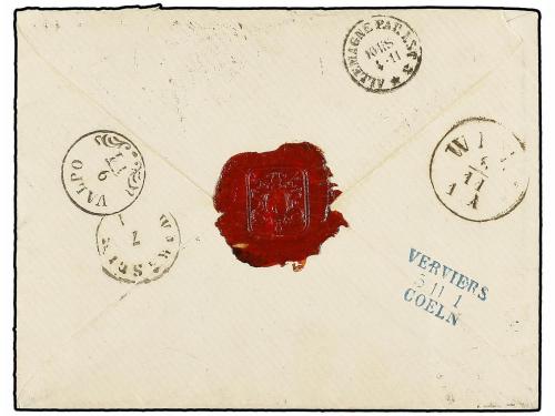 ✉ BELGICA. 1867. BRUXELLES to VALPO (today Croatia). Envelop