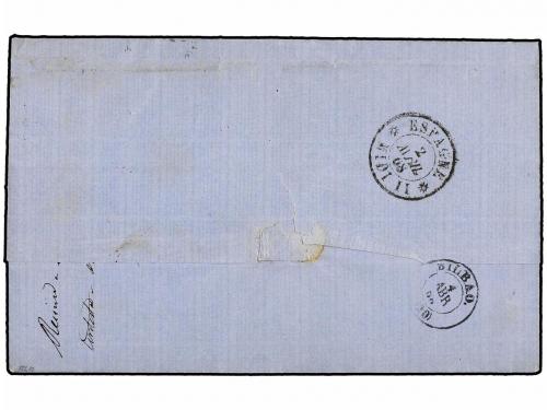 ✉ BELGICA. 1868. ANVERS to BILBAO (Spain). Folded letter fra