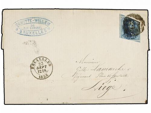 ✉ BELGICA. 1858. BRUXELLES to LIEGE. Entire letter franked w