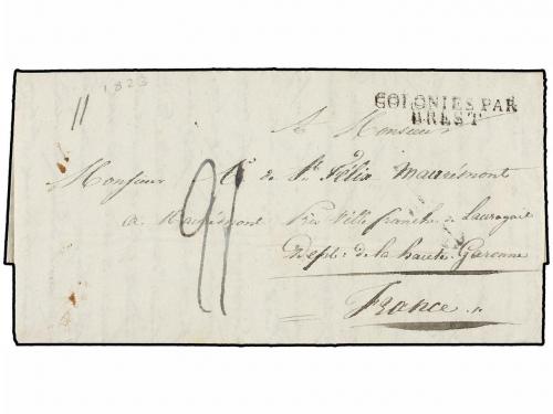 ✉ MAURICIO. 1823. PORT LOUIS to VILLAFRANCE. Entire letter w