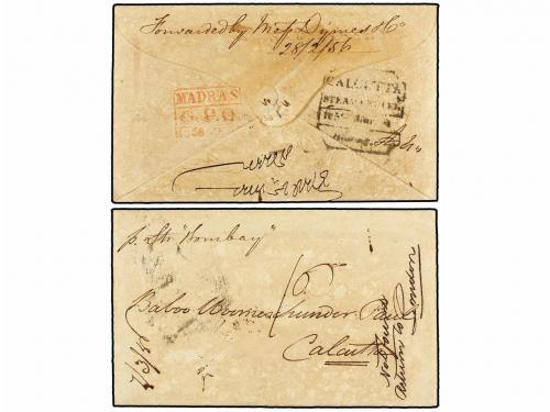 ✉ MAURICIO. 1856. PORT LOUIS to BOMBAY. Envelope with conten