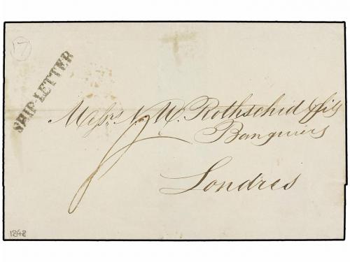 ✉ MAURICIO. 1848. MAURITIUS to LONDON. Folded letter SHIP-LE