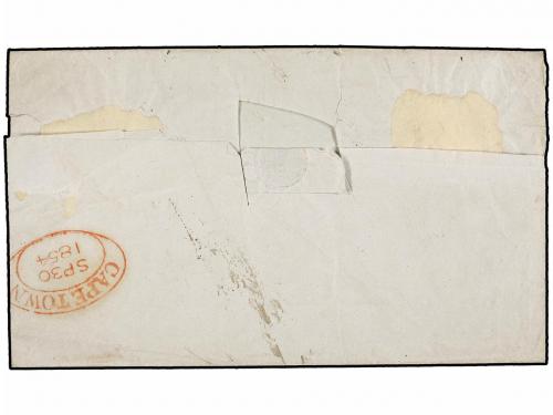 ✉ MAURICIO. 1854. MAURITIUS to CAPE TOWN. Folded letter with