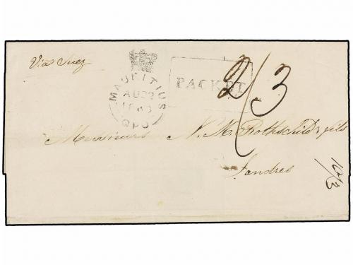 ✉ MAURICIO. 1850. MAURITIUS to LONDON. Folded letter, endors