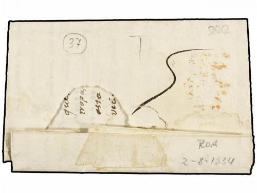 ¿ ESPAÑA: PREFILATELIA. 1834. ROA a VALLADOLID. Manuscrito F