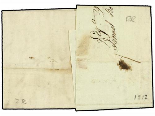 ✉ ESPAÑA: PREFILATELIA. 1817. SEGOVIA a FRANCIA. Marca SEGA.