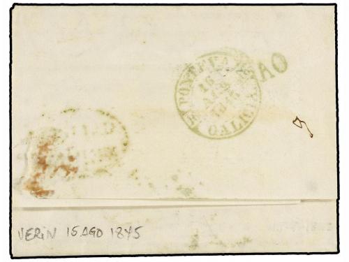 ✉ ESPAÑA: PREFILATELIA. 1845. VERIN a PONTEVEDRA. Marca oval