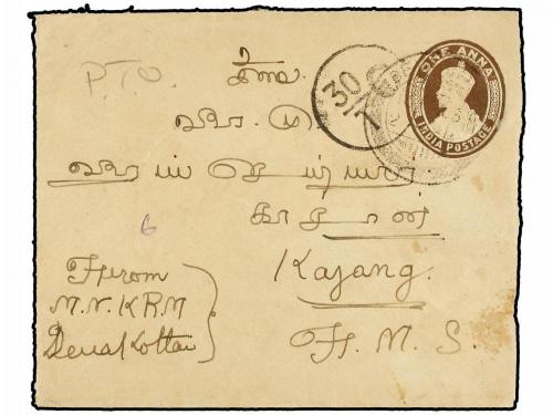 ✉ MALAYA. 1937. INDIA to KAJANG (Selangor, Malaya). 1 anna b