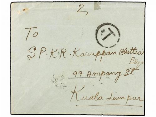 ✉ MALAYA. 1939. SINGAPORE to KUALA LUMPUR. Envelope franked 