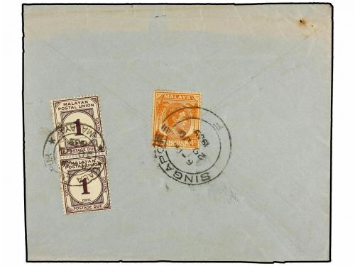 ✉ MALAYA. 1939. SINGAPORE to KUALA LUMPUR. Envelope franked 