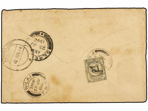 ✉ MALAYA. 1928. KOONNAKUDI (India) to NILAI (Negri Sembilan,