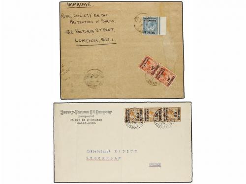 ¿ MARRUECOS INGLES. 1926-27. Three covers and one front with
