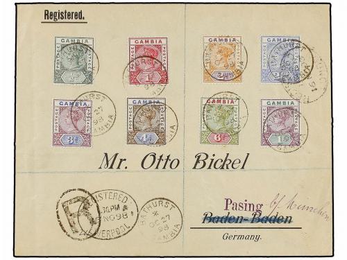 ✉ GAMBIA. 1898. BATHURST to GERMANY. Complete set on registe