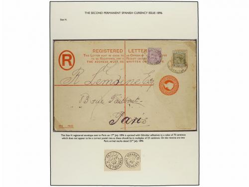 ✉ GIBRALTAR. 1896. GIBRALTAR to FRANCE. 20 cents. red, regis