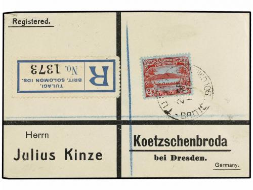 ✉ SOLOMON. 1910. TULAGAI to GERMANY. Envelope franked with 2