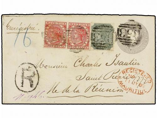 ✉ MAURICIO. 1889. MAURITIUS to ST. PIERRE (Ile Reunion). 8 c