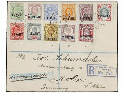 ✉ LEVANTE: CORREO INGLES. 1911. BEYROUT to GERMANY. Fine and