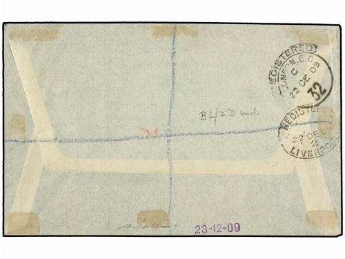 ✉ GAMBIA. 1909. GAMBIA to GERMANY. 2 sh. blue and purple, re