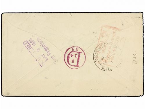 ¿ COOK. 1895. RAROTONGA to NEW YORK. Envelope franked with 1