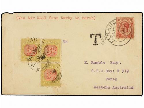 ✉ MALAYA. 1926. PENANG to PERTH (Australia). AIR MAIL envelo