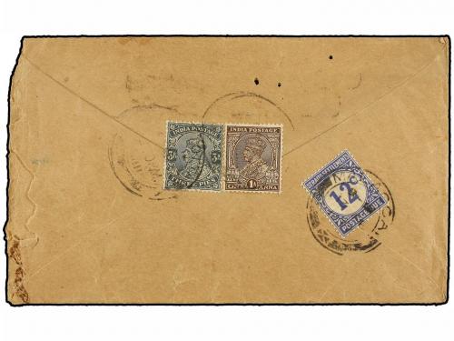 ✉ MALAYA. 1937. INDIA to MALACCA. Envelope franked with 1 an