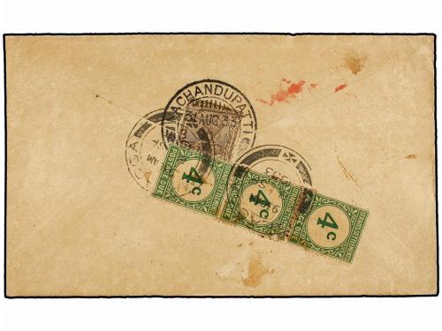 ✉ MALAYA. 1933. NACHANDUPATTI (India) to MALACCA. Envelope f