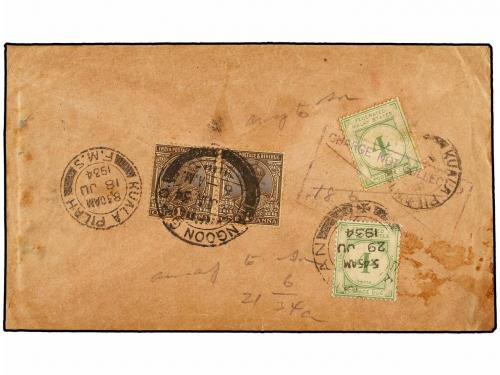 ✉ MALAYA. 1934. RANGOON (Burma) to KUALA PILAH (Negri Sembil
