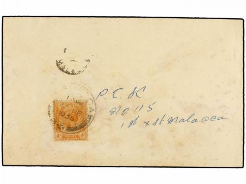 ✉ MALAYA. 1935. MALACCA LOCAL. Envelope franked with 4 cts. 