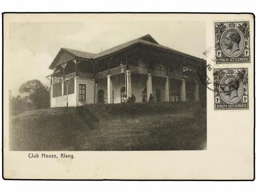 ✉ MALAYA. 1919. MALACCA to LONDON. Postcard franked with two