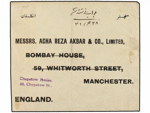 ¿ IRAN. 1922. BUSHIRE to ENGLAND. 10 ch. on 6 ch. (2) green