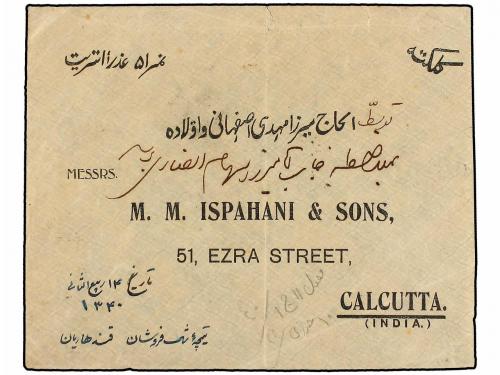 ✉ IRAN. 1922. MECHED to CALCUTTA (India). 1 ch. (2) and thre