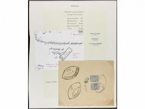 ✉ IRAN. 1902-06. Eleven registered letters, diverse franking