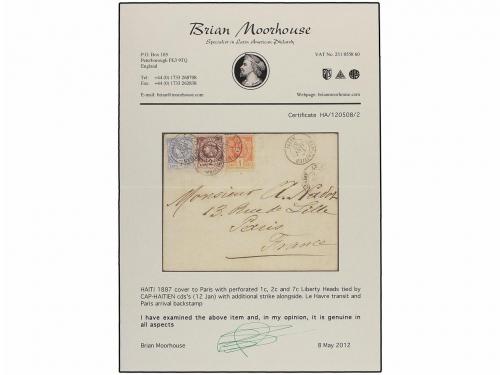 ¿ HAITI. 1887. CAP HAITIEN a FRANCIA. 1 cto. rojo (nuevas pl