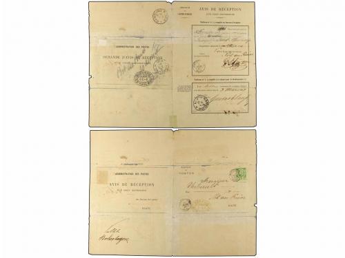 ¿ HAITI. 1887. AVIS DE RECEPTION (Acuse de Recibo) de una ca